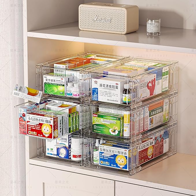 Sgoostood 6 Pack Stackable Organizer Drawers, Transparent Drawer in Home by sgoostood