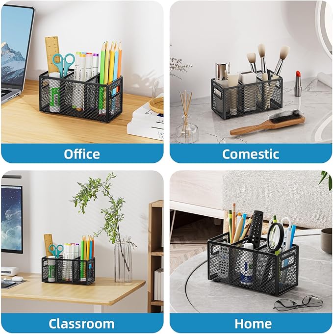 Marbrasse Mesh Pen Holder for Desk, Pencil Holder Desk Organizer 3 Adjustable - Image 6