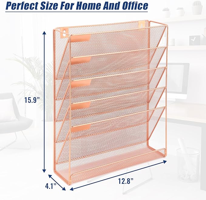 EASEPRES Desk File Organizer Mesh 6-Tier, Hanging Wall Mount Document - Image 6