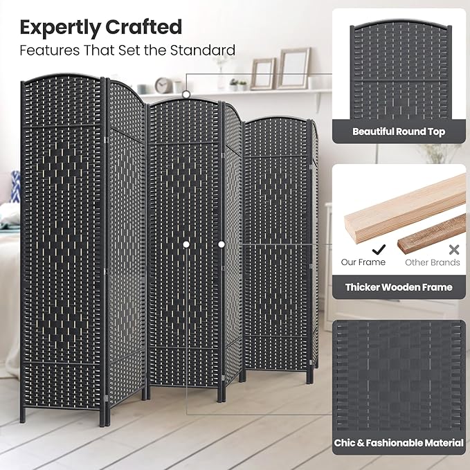 Cocosica 6 Panel Room Divider, 6Ft Folding Privacy Screen, Tall - Image 2