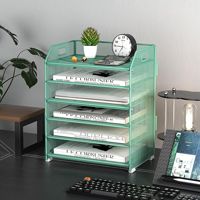 6 Tier Desk Organizer, Heavy-Duty Thick Metal Letter Tray Organizer, Large - Image 4