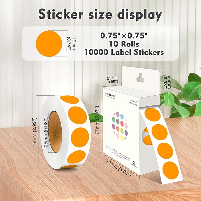 PARLAIM 3/4 Inch Roll Color Coding Labels, 10000 per 10 Rolls Round Permanent - Image 2