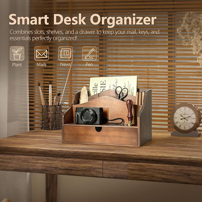 Pine Wood Mail Organizer for Desk - Image 3