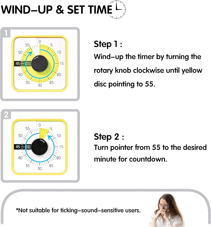 TWENTY5 SEVEN Countdown Timer 7.5 inch; 60 Minute 1 Hour Visual Timer – - Image 3