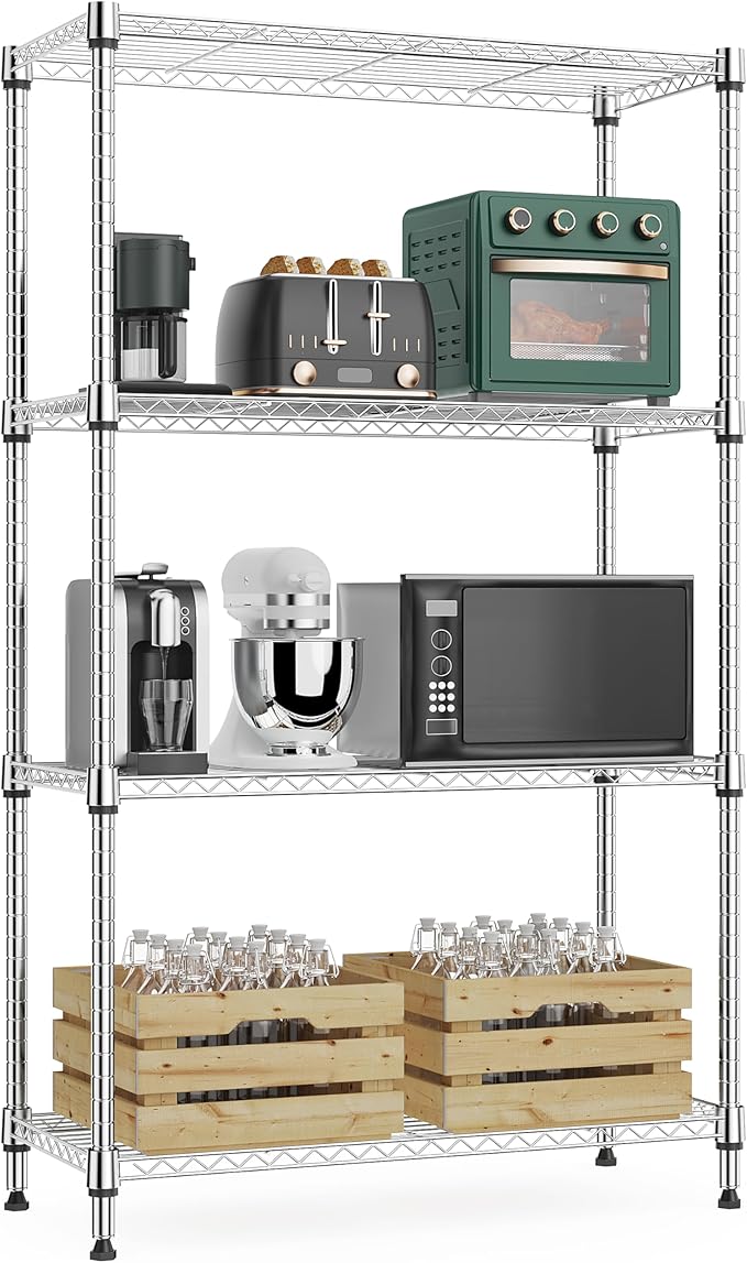 M MZG 1000 lbs 4Tier Shelf Metal Storage Shelves Wire Rack Closet Organizers by MEIGAOPLASTICANDMETALHKCOLIMITED