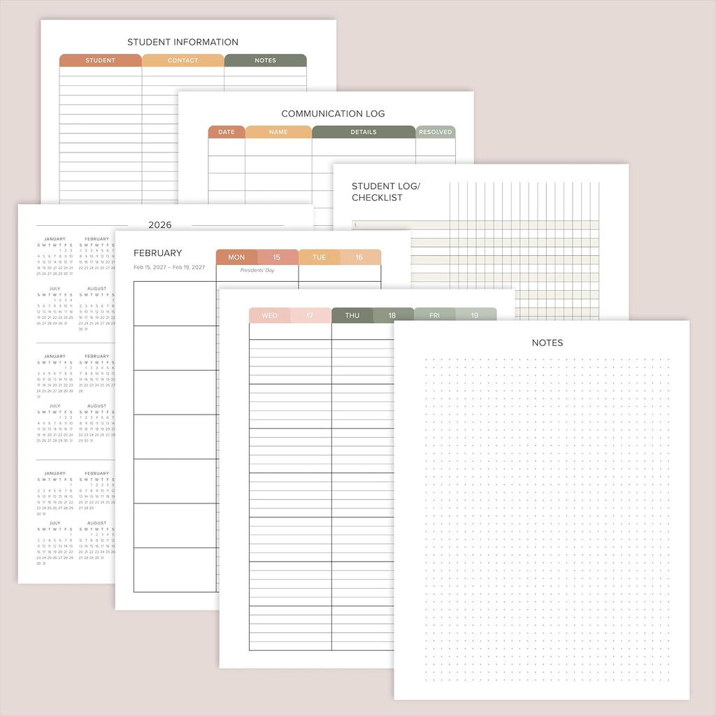 Aesthetic Teacher Planner For The 2026-2027 Academic School Year | All Incl. 8.5" X 11" Lesson Plan Book Supplies - Easily Organize Your Daily, Weekly & Monthly Classroom/homeschool Schedule