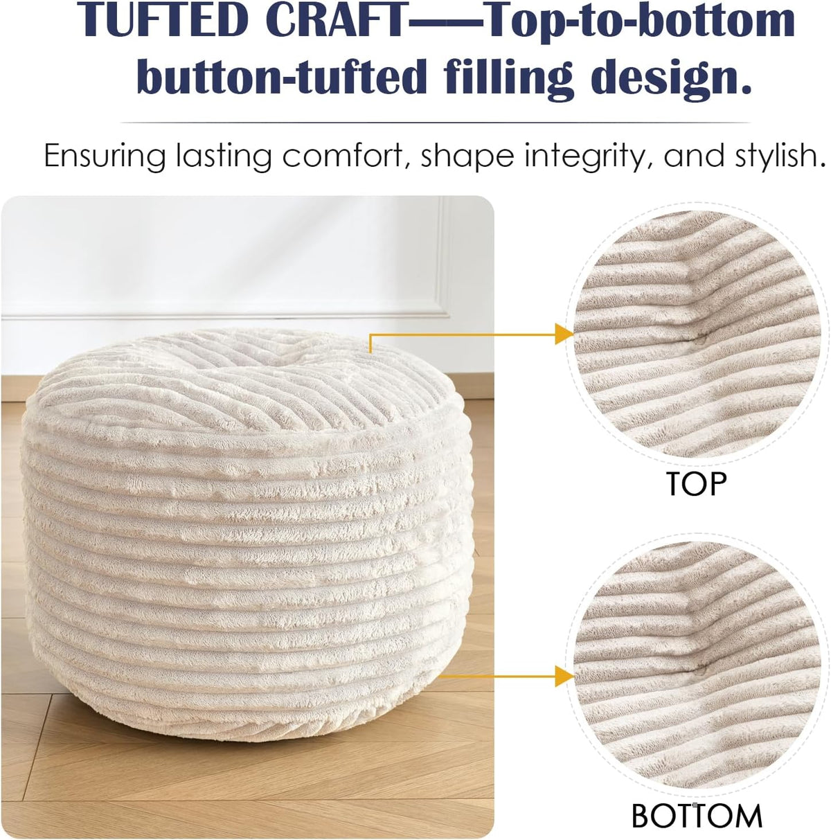 shouren stuffed round ottoman,pouf ottoman foot rest,20 x showing dimensions