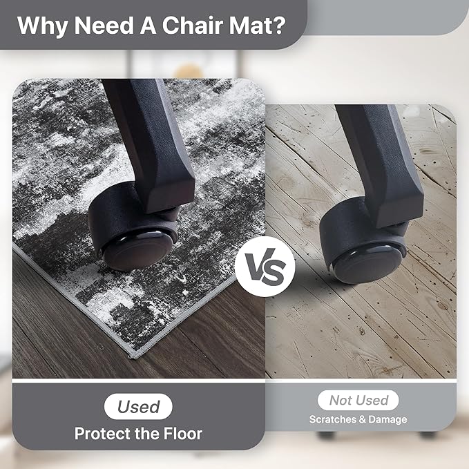 Office Chair Mat for Hardwood Tile Floor, Abstract 48"X 60" Desk Mats for - Image 5