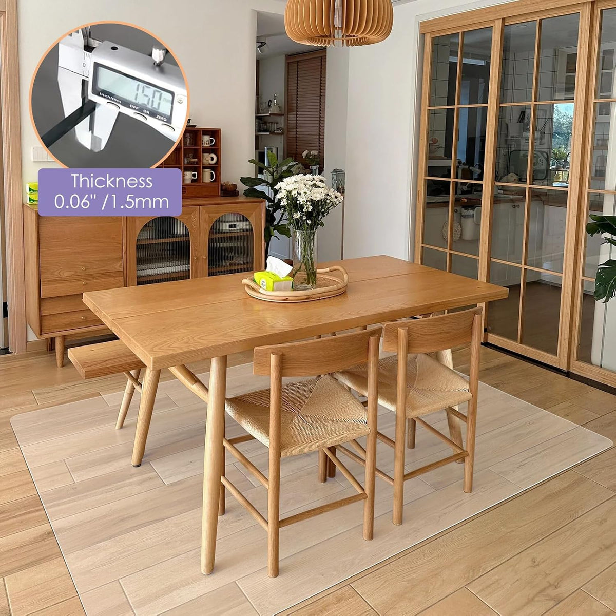 Vicwe Area Mat for Hard Floor, 4.75'×7'Clear Non-Slip PVC Protector Mat