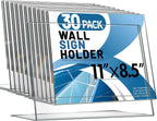 Aheroi 30Pcs Acrylic Sign Holder 8.5 x 11, L-shape Clear Sign Holders,