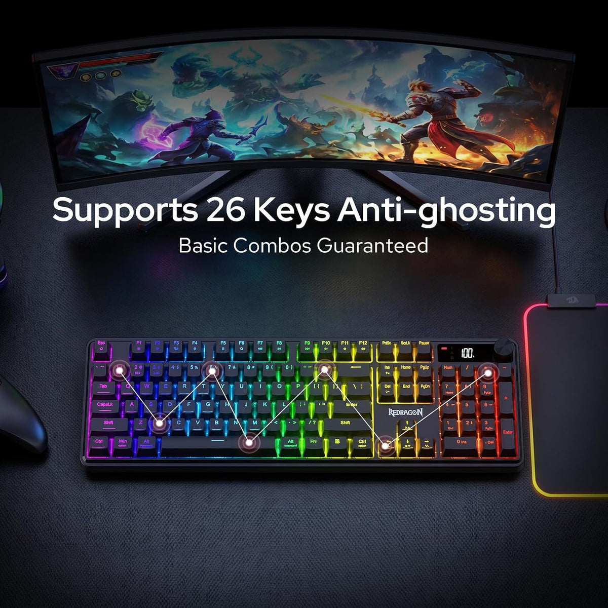 Redragon Wireless K526 PRO Membrane Keyboard & M693 PRO Gaming Mouse Combo
