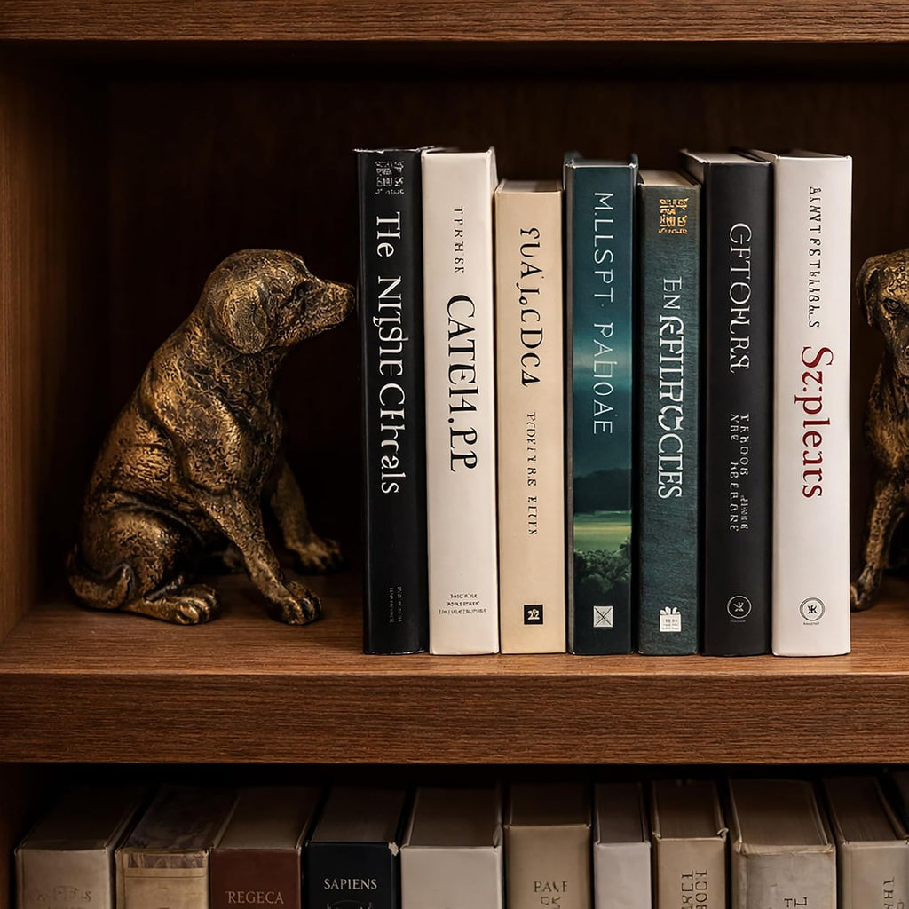 Fox Run Dog Decorative Bookend Set, Set of 2 100% Iron Heavy Bookends for Home and Office, 3.5" x 2.4" x 5" Each