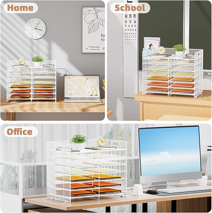 Marbrasse Desktop Literature Organizer, 12 Compartments Mesh Paper Organizer - Image 6