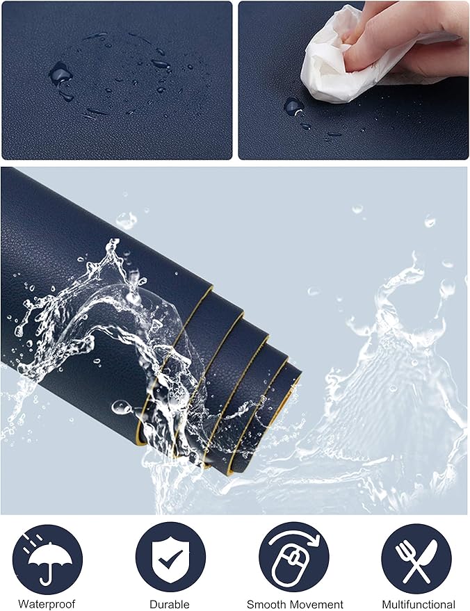 SUJAYU Dual Sided PU Leather Desk Pad, Mouse Pad, Office Desk Mat, Non-Slip - Image 5