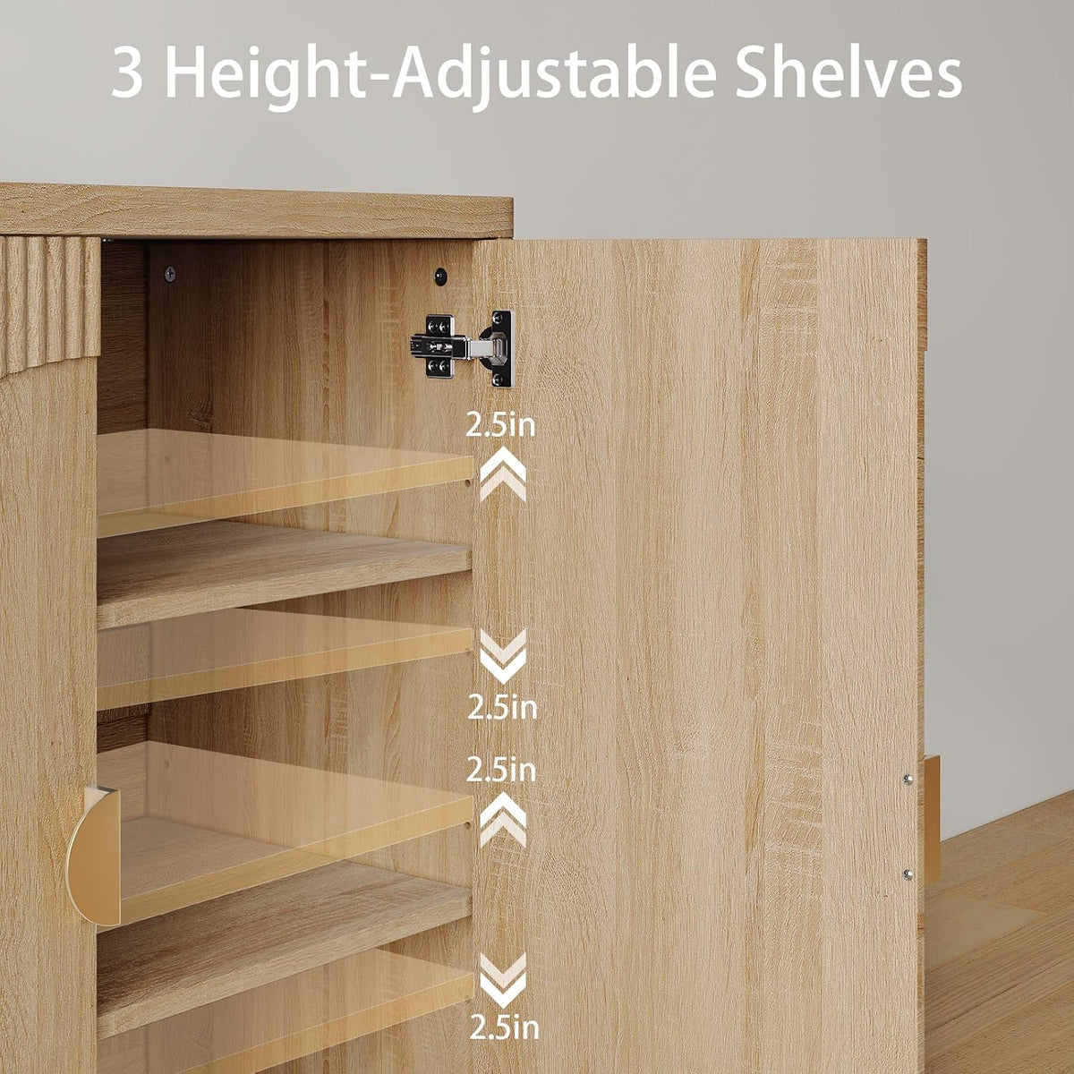 31.5" Fluted Sideboard Cabinet with Shelves & Soft-Close Doors(3,Lig...