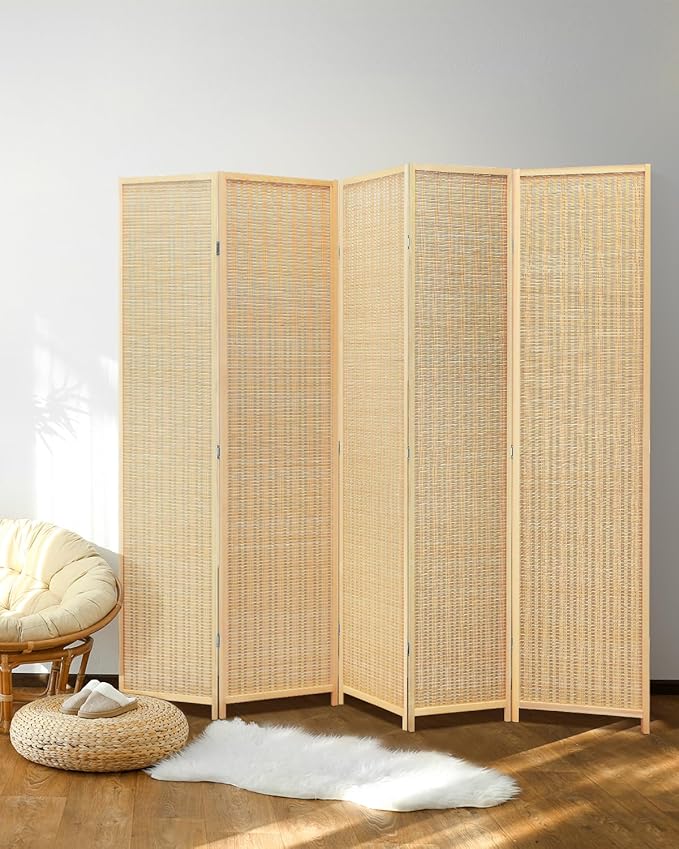 JOSTYLE Room Divider Folding Privacy Screen, 5 Panel Room Dividers 6 ft. Tall by Jostyle