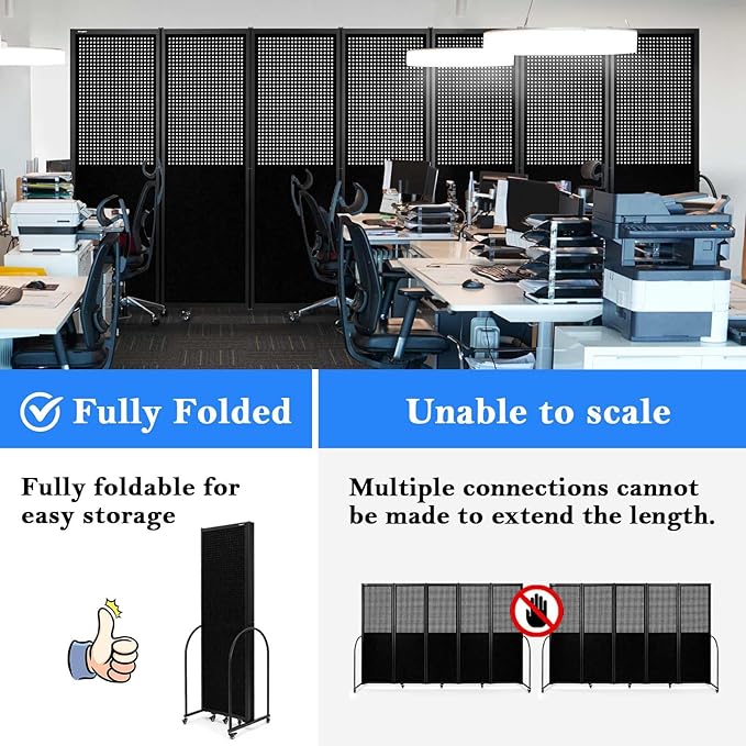 Folding Room Partition, Freestanding Privacy Divider, Portable Office Divider - Image 3