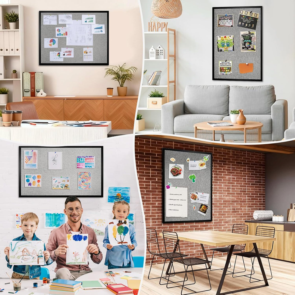 Bulletin Board 36x24 Inch Wood Framed Corkboard for Office(2 Pack)