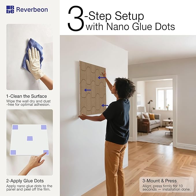 Reverbeon 6 PCS Acoustic Panels, 23.6x23.6 Inch Sound Absorbing Panels - Image 3