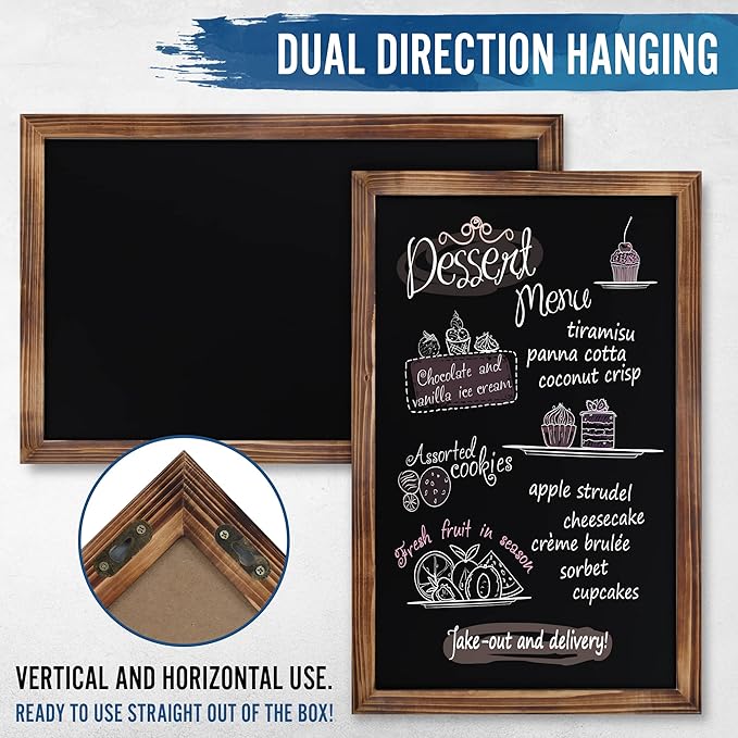 HBCY Creations 11" X 17" Torched Brown Solid Wood Frame Wall Chalkboard - Image 3