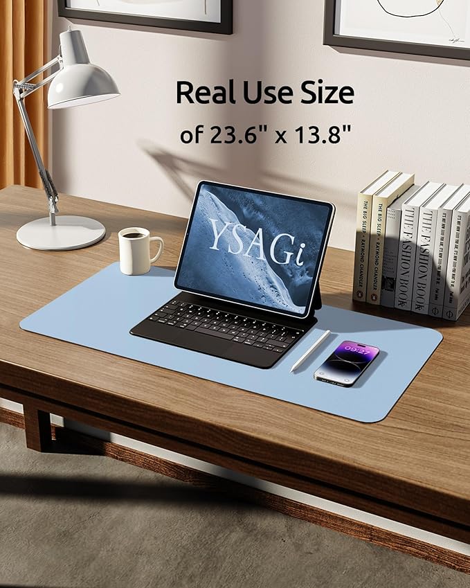 YSAGi Leather Desk Protector, Office Mat, Large Mouse Mat, Non-Slip PU Leather - Image 5
