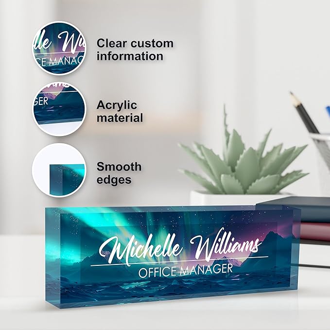 Personalized Name Plate for Desk, Custom Desk Name Plate, Acrylic Name Plate - Image 3