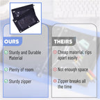 Mr. Pen- Pencil Pouch for 3 Ring Binder, 2 Pack, 10"x6.75", Smooth Zipper | Clear Window, Large Capacity Pencil Case with 3 Reinforced Grommets for School, Office, Supplies Storage