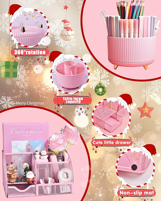 LXEVIHK 21Pcs Pink Desk Organizers and Accessories - Image 2