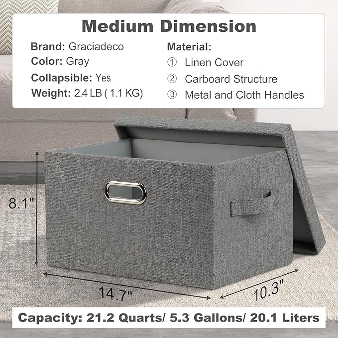 Graciadeco Medium 15" 21 Quart Collapsible Stackable Storage Bins - Image 2