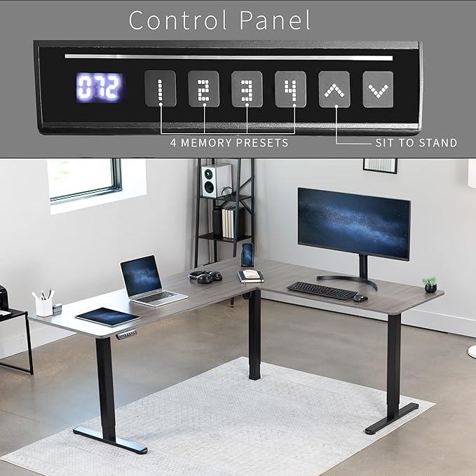 VIVO Electric Corner 75 x 63 inch L-Shaped Standing Desk, Memory Height - Image 5