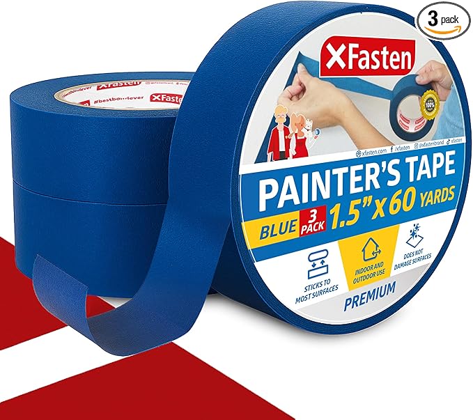 XFasten Professional Blue Painters Tape, Sharp Edge Line Technology, 1.5 Inches by XFasten