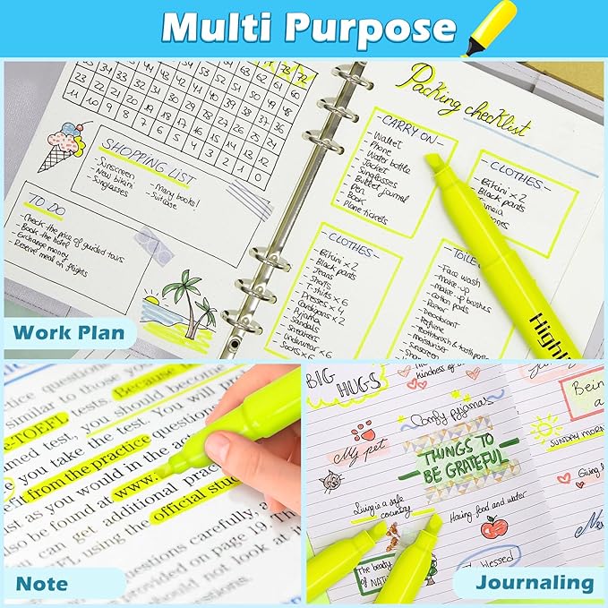 Duchong 30 Yellow Highlighters, Chisel Tip Dry-Quickly Highlighter Markers - Image 5