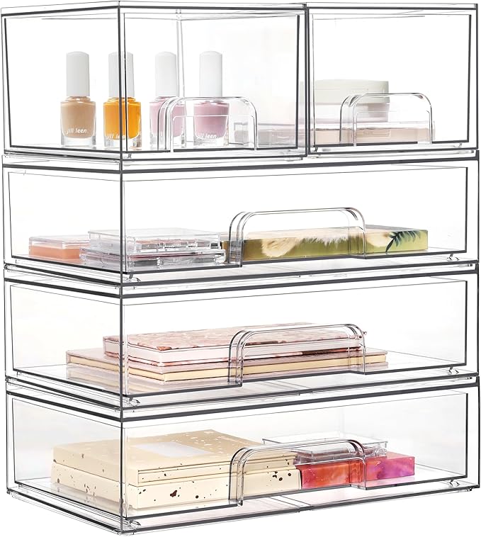 Vtopmart Clear Stackable Storage Drawers Set of 5, Plastic Organizer Bins - Image 8