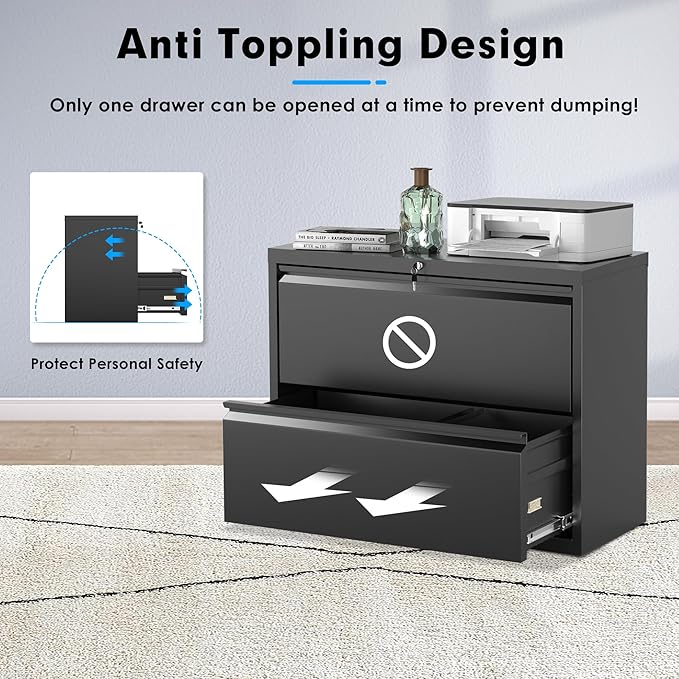 Pataku Lateral File Cabinet, 2 Drawer File Cabinet - Image 6