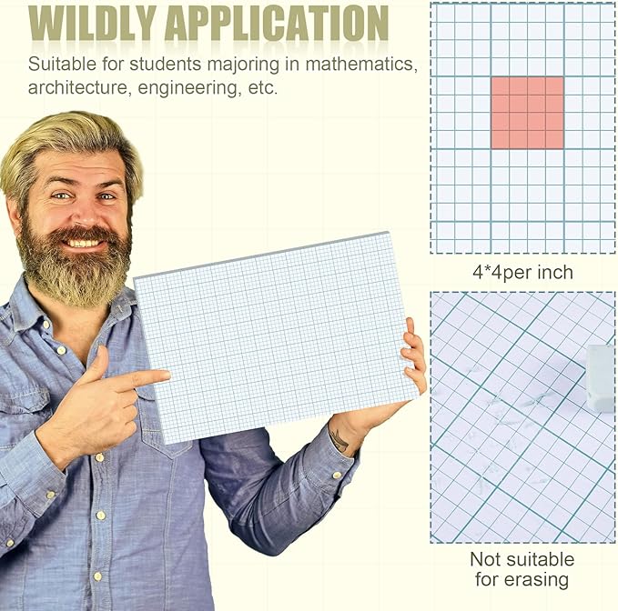 Ctosree 6 Pcs 11 x 17 Quadrille Pads 4 Squares Per Graph Paper Pad Back to - Image 6