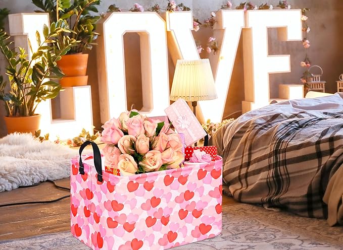 FUULOXE Rectangular Valentines Basket Storage Bin - Image 4