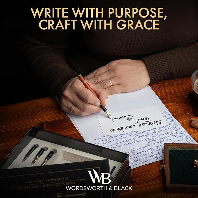 Wordsworth & Black Calligraphy Pen Gift Set, Includes Ink Bottle, 6 Ink - Image 2