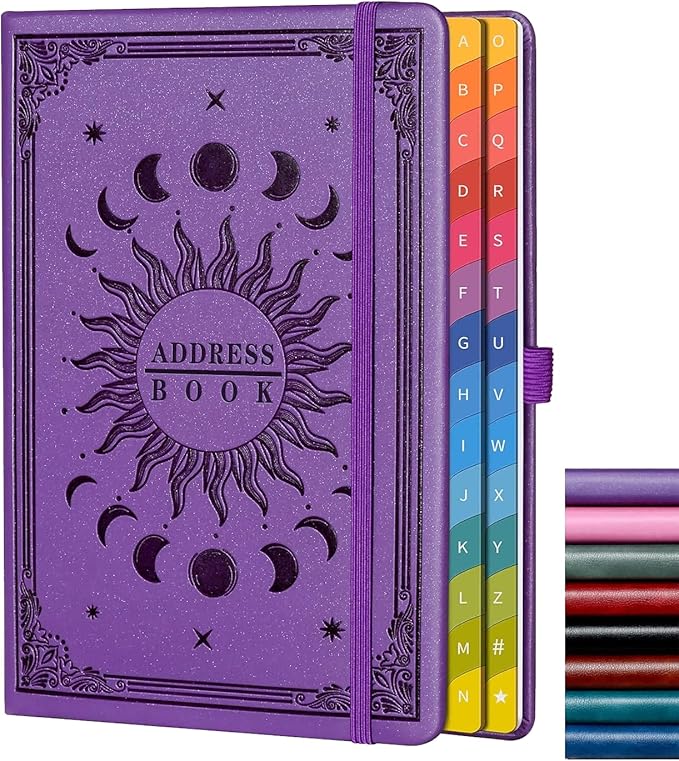 Address Book with Colorful Alphabetical Tabs – Hardcover Contact Organizer by HwxBen