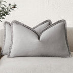 Foindtower Set of 2 Decorative Linen Fringe Throw Pillow Covers Cozy Farmhouse by Foindtower