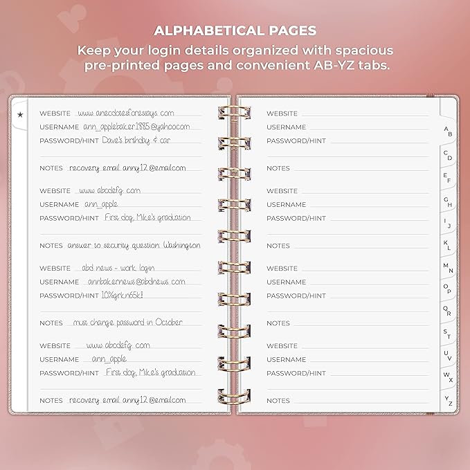 Clever Fox Password Book Spiral – Mini Internet Address & Password Organizer - Image 3