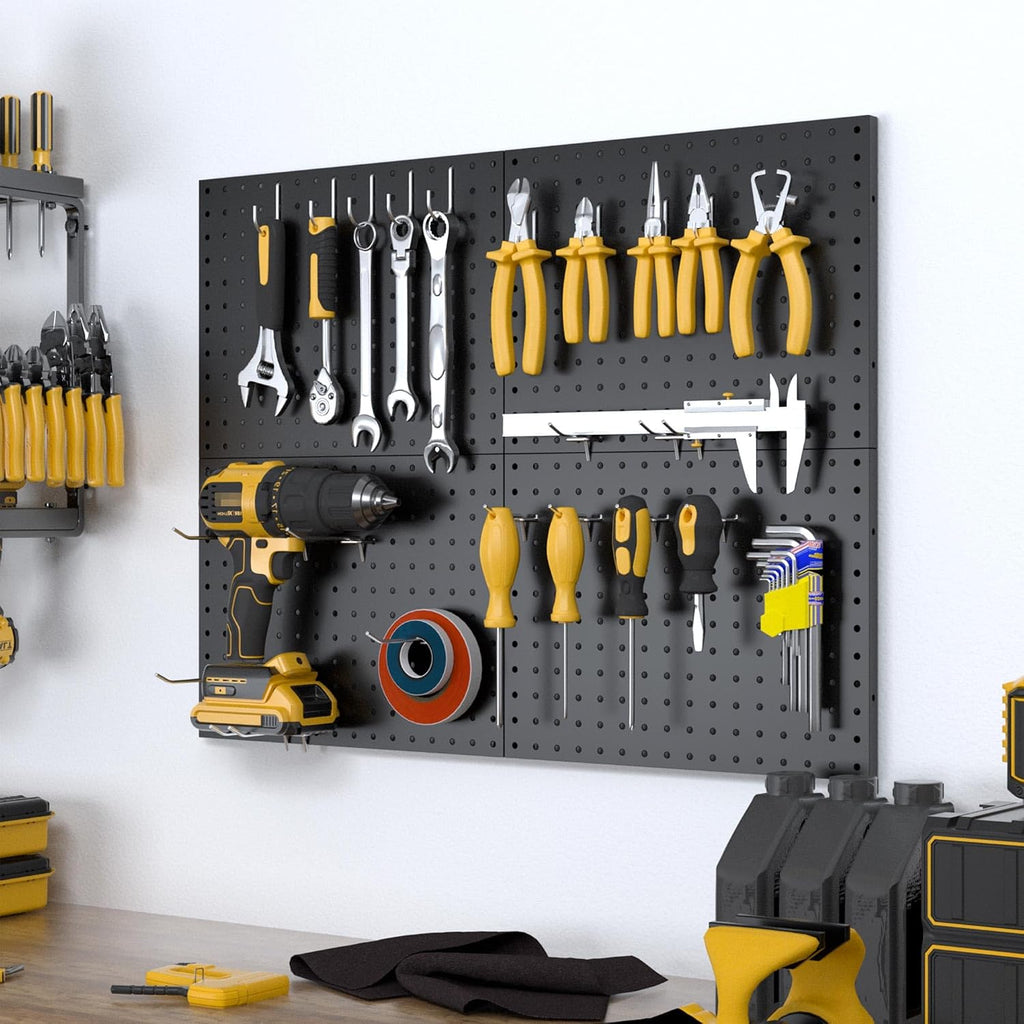 spampur peg board, 4 pack metal black pegboard shown in use