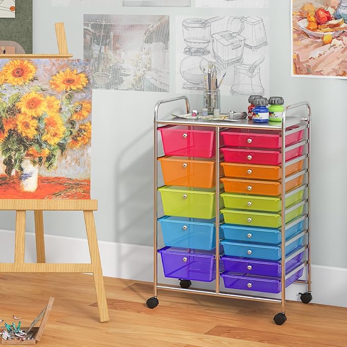 Giantex 15 Drawer Rolling Cart - Image 4