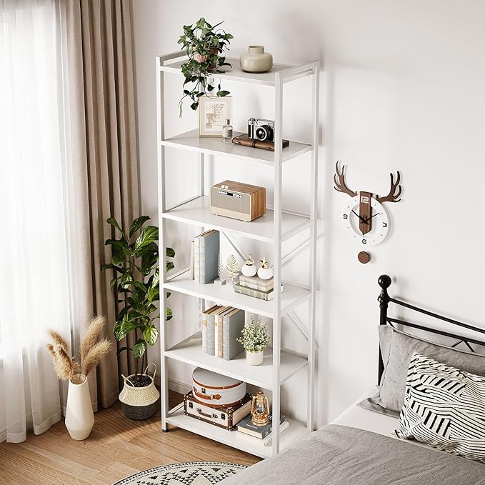 Casaottima Book Shelf, 6 Tier Tall Bookshelf, Modern Wood Bookcase Shelves - Image 7