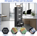 METAN 4 Drawer File Cabinet on Wheels, Lockable Metal Filing Cabinet - Image 8