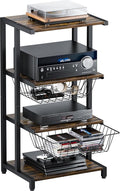 Ardier Media Stand with Two Detachable Baskets, 4-Tier AV Media Stand Corner by Ardier