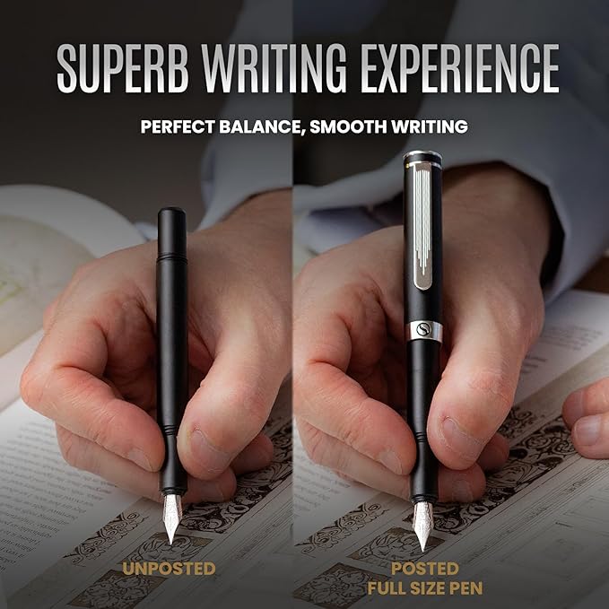 Scriveiner Personalized Luxury EDC Fountain Pen, Stunning Matt Black Pocket Pen - Image 5