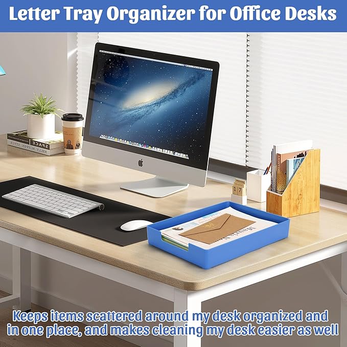 AZFUNN Letter-Size Tray Desk Letter Tray Paper Tray, Sturdy Heavy-Duty Plastic - Image 4