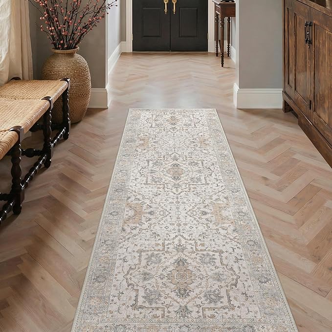 GENIMO Runner Rug 2'6"x8 Machine Washable Non Slip Vintage Hallway Runner Rug - Image 2
