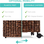 Best Choice Products Handwoven Water Hyacinth Rolling Filing Cabinet, Mobile File Organizer for Hanging Folders W/Lid and Locking Wheels For Home or Office – Brown