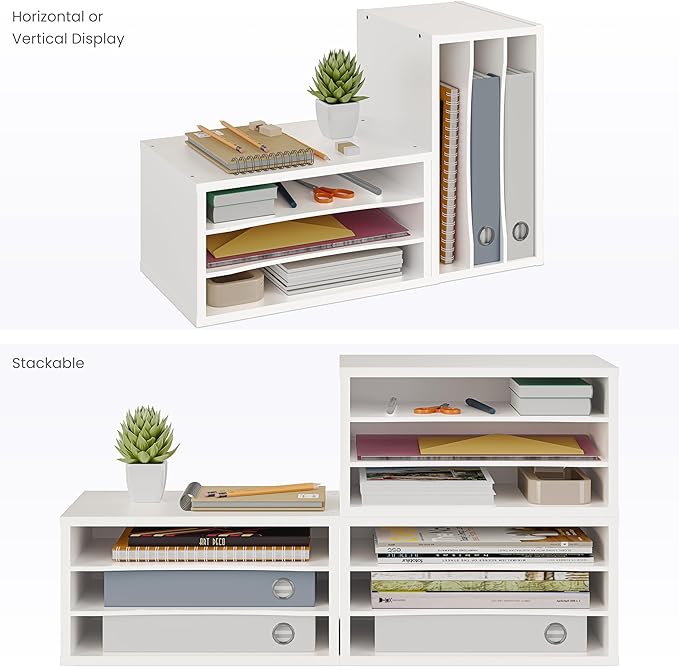 Ballucci Paper Organizer, 3-Tier Stackable Wood Desk Organizer, Document File - Image 8